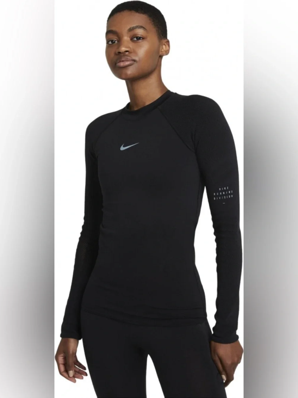 NWT Nike Women's Run Division Engineered Knit Running Top Long Sleeve Black